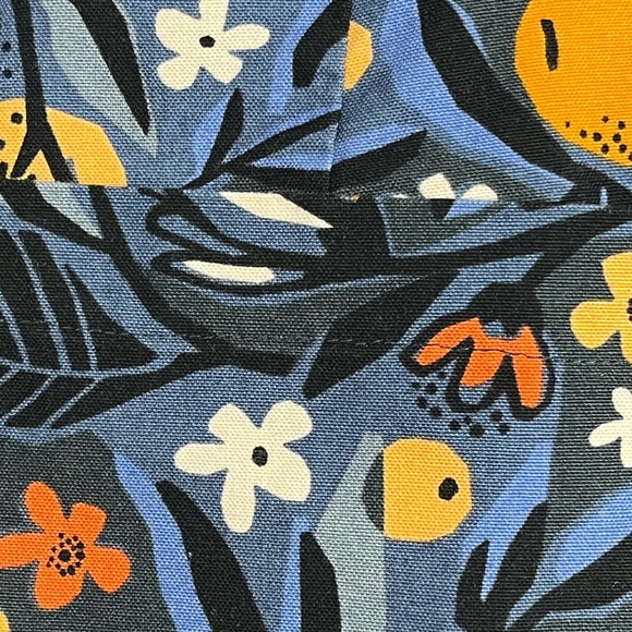 Floral and Clementine Patterned Women's Shorts Navy and Orange - Picture 7 of 9